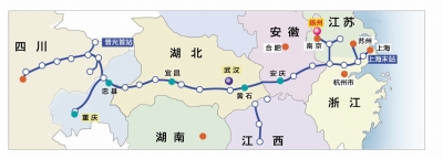 川气东送线路走向示意。